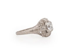 GIA .64 Carat Art Deco Diamond Platinum Engagement Ring