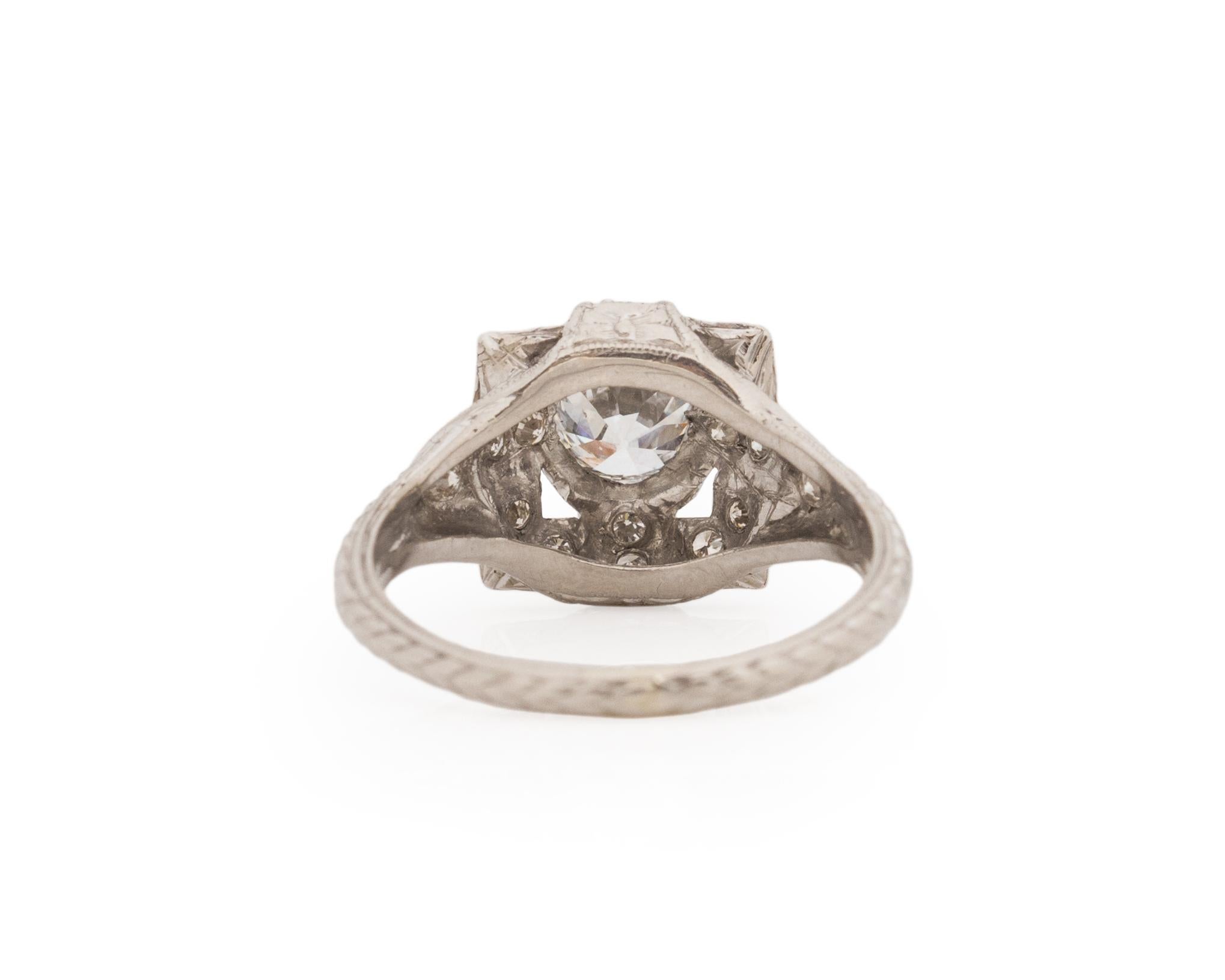 Old European Cut GIA .64 Carat Art Deco Diamond Platinum Engagement Ring For Sale