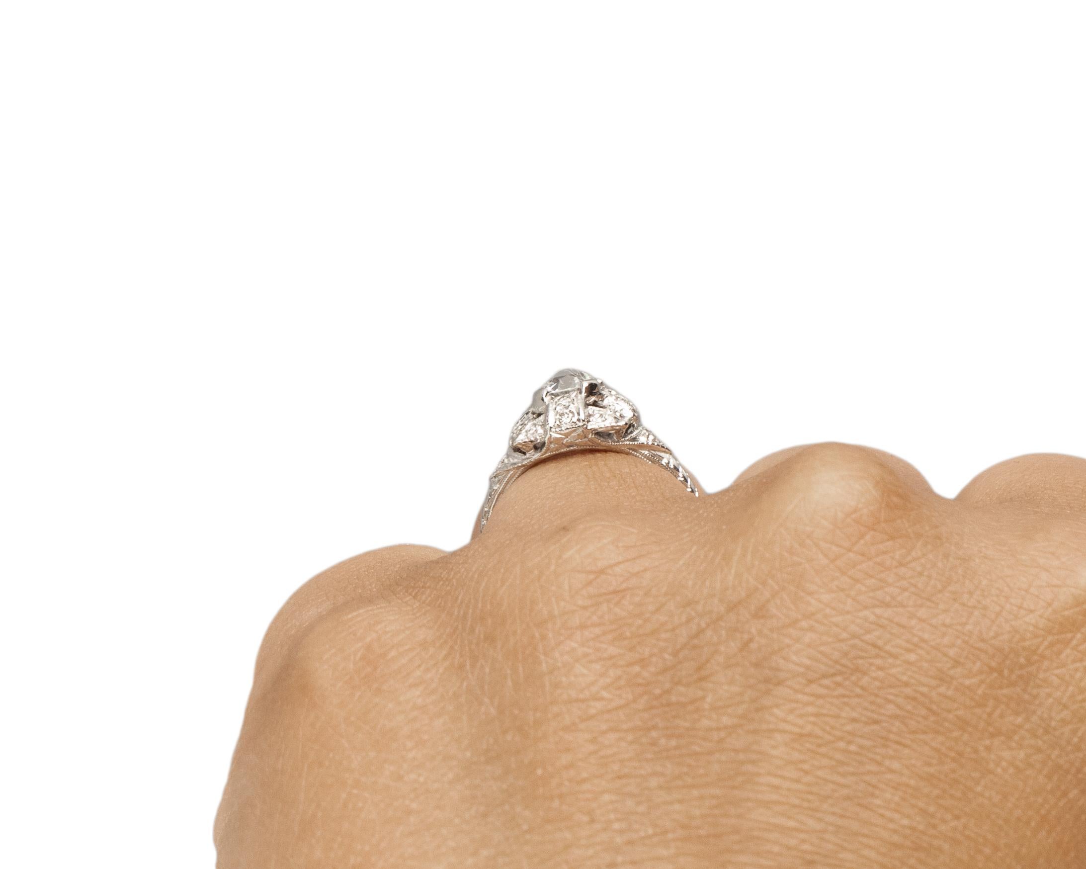 Women's GIA .64 Carat Art Deco Diamond Platinum Engagement Ring For Sale