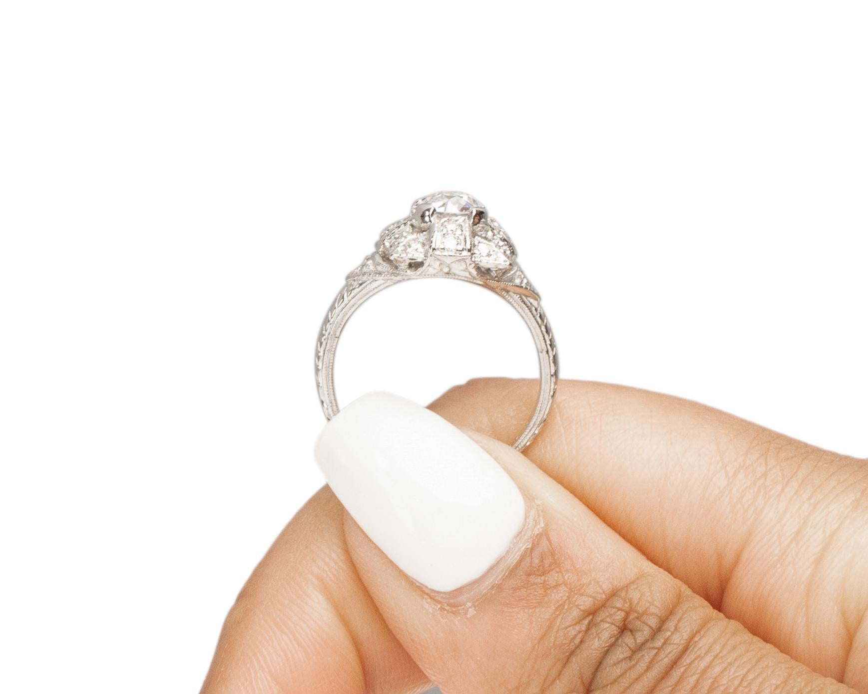 GIA .64 Carat Art Deco Diamond Platinum Engagement Ring For Sale 2