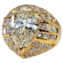 GIA 6,50 Karat Vintage Birnen-Diamant-Verlobungsring aus 18 Karat Gelbgold