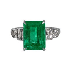 platinum emerald anniversary ring GIA 6.54ct Colombian Green Emerald Diamond Anniversary Engagement Platinum Ring