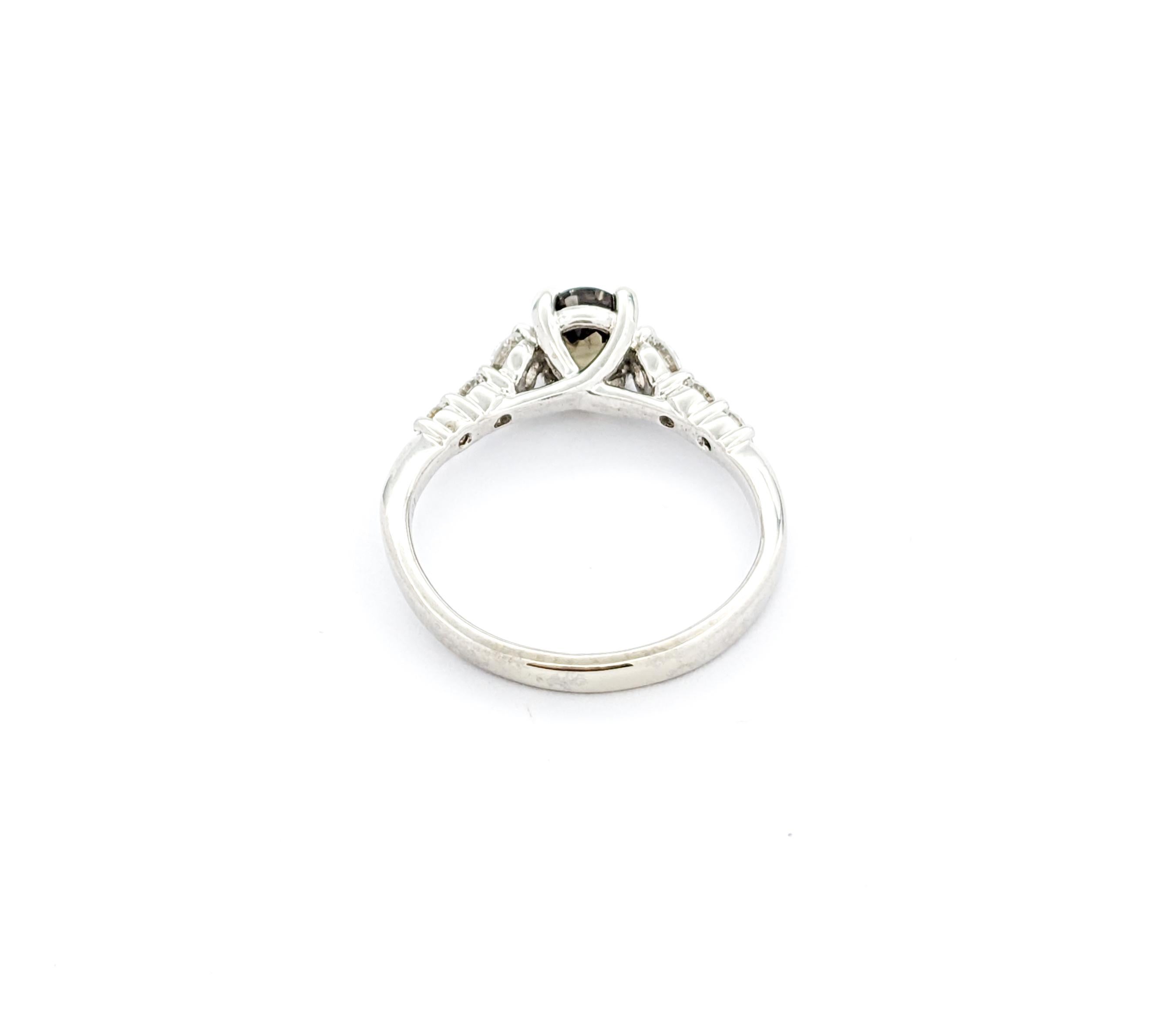 GIA .65ct Alexandrite & Diamond Ring in White Gold For Sale 5