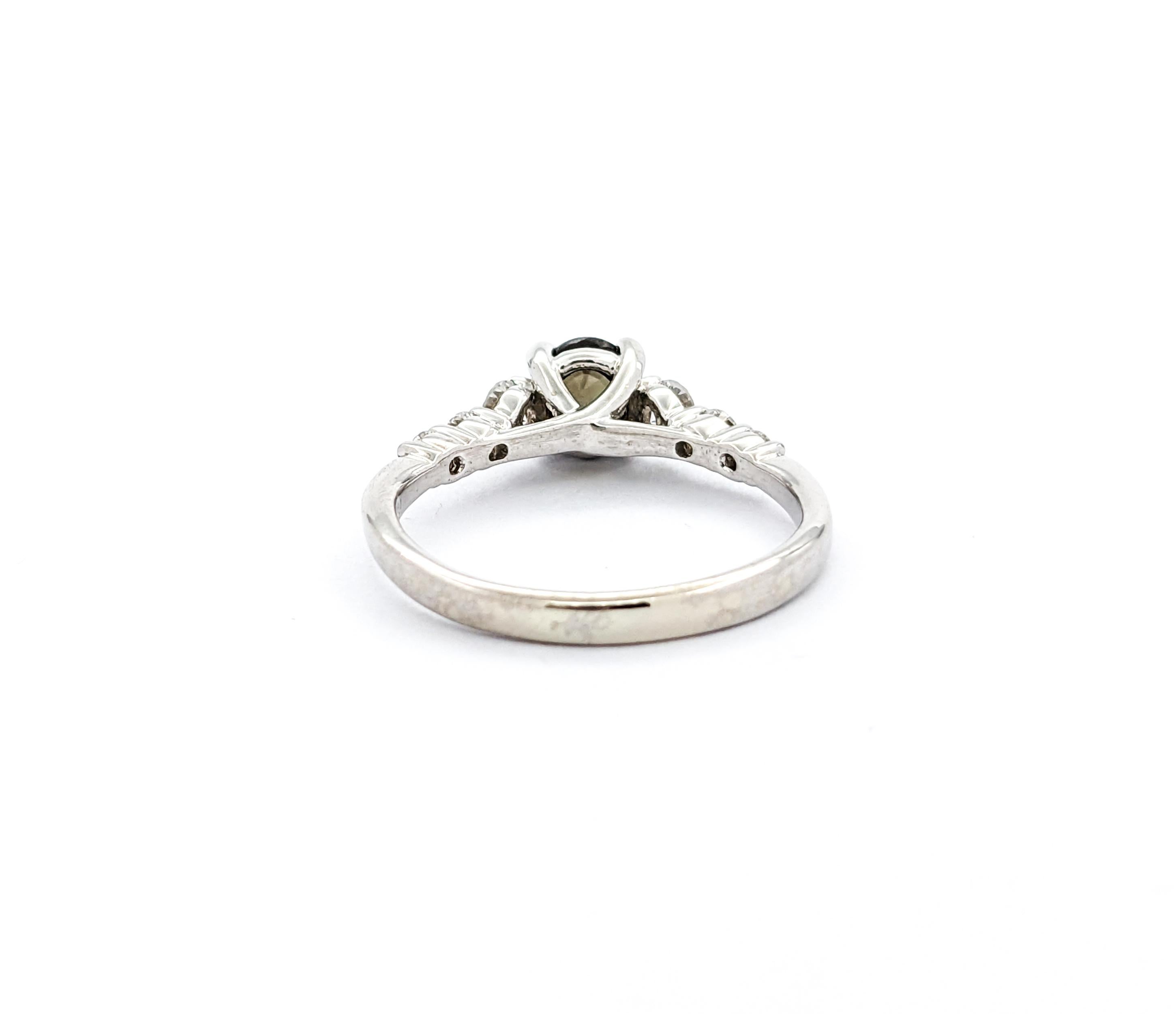 GIA .65ct Alexandrite & Diamond Ring in White Gold For Sale 6