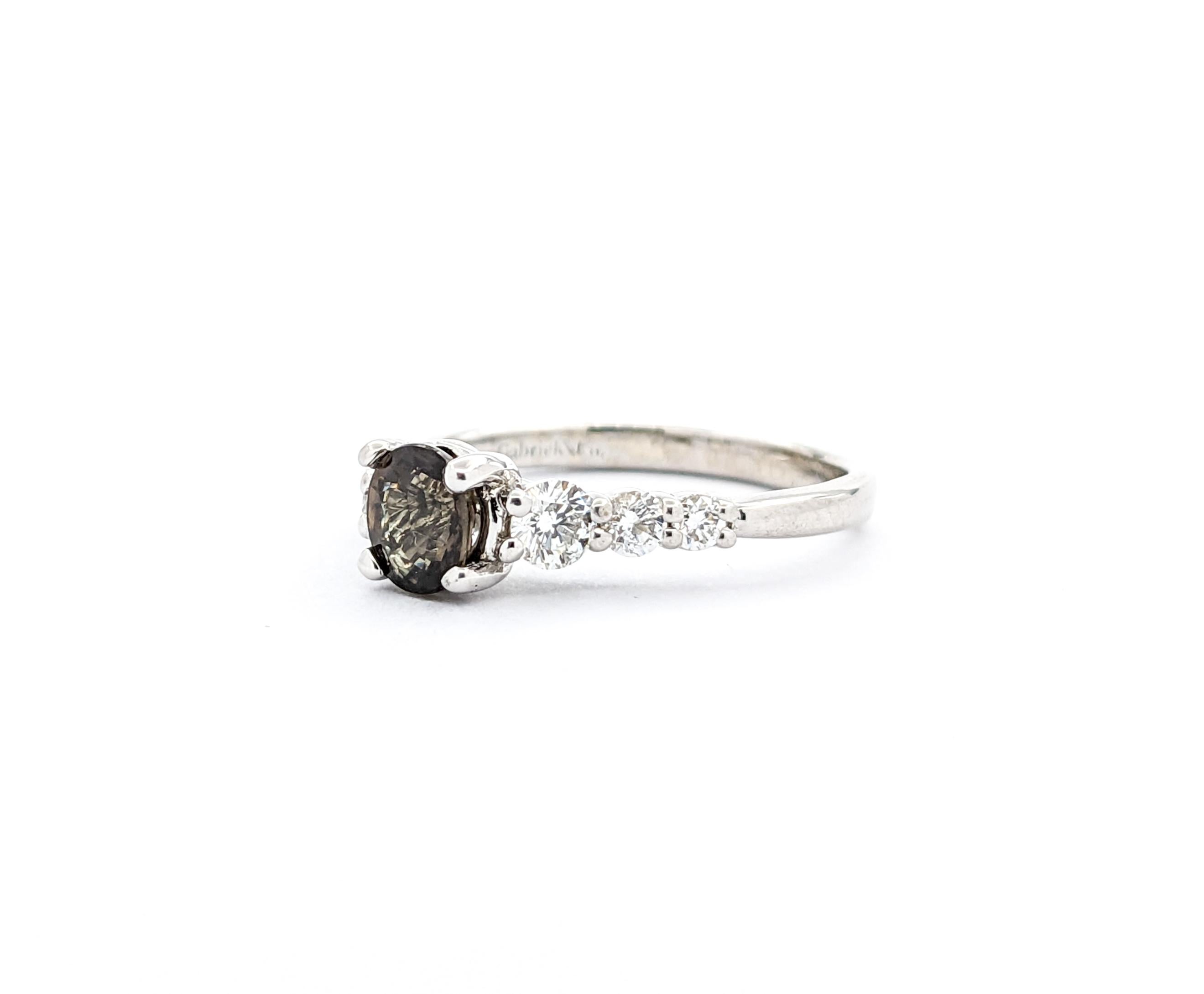 GIA .65ct Alexandrite & Diamond Ring in White Gold For Sale 7
