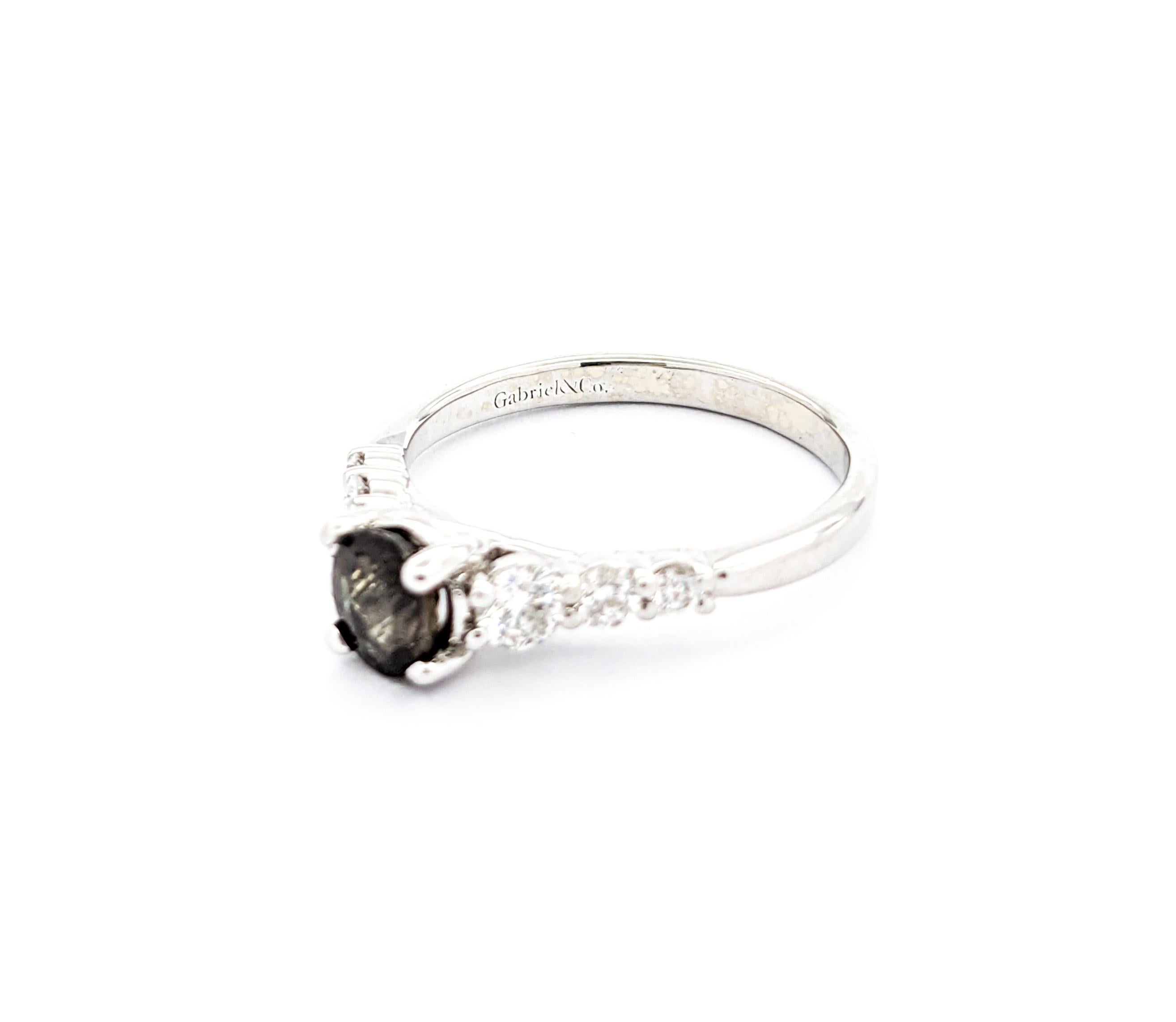 GIA .65ct Alexandrite & Diamond Ring in White Gold For Sale 8
