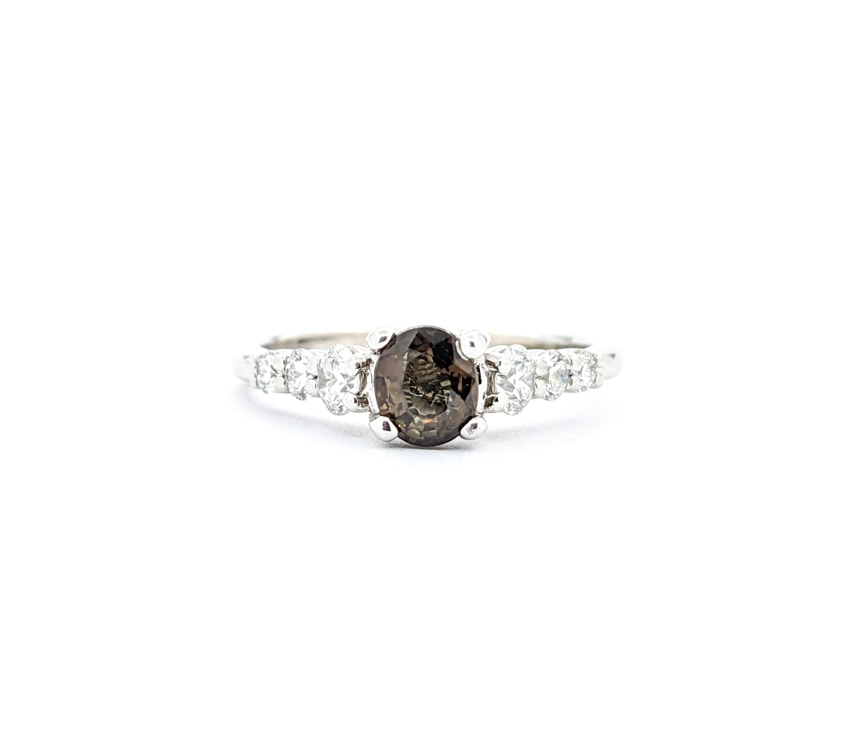 GIA .65ct Alexandrite & Diamond Ring in White Gold For Sale 9