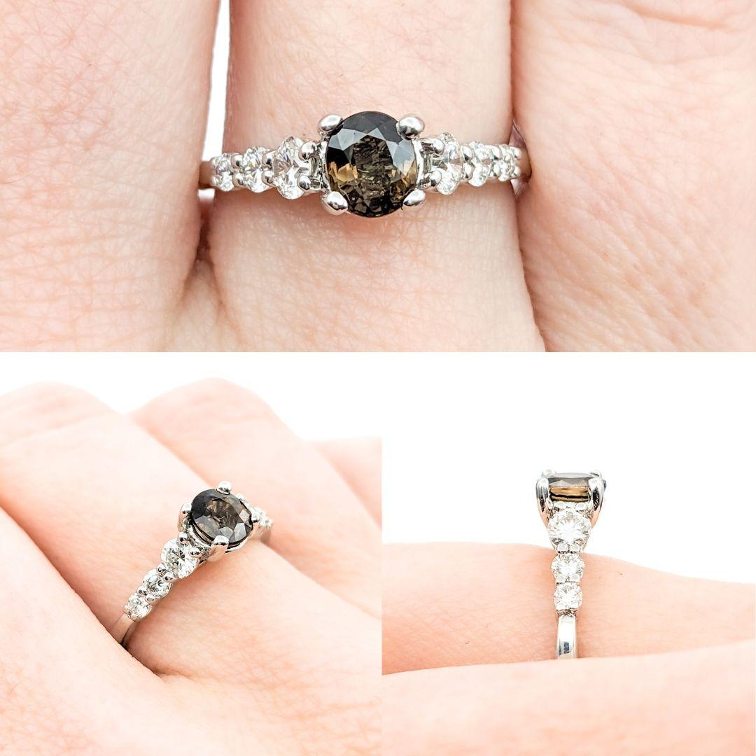 Contemporary GIA .65ct Alexandrite & Diamond Ring in White Gold For Sale