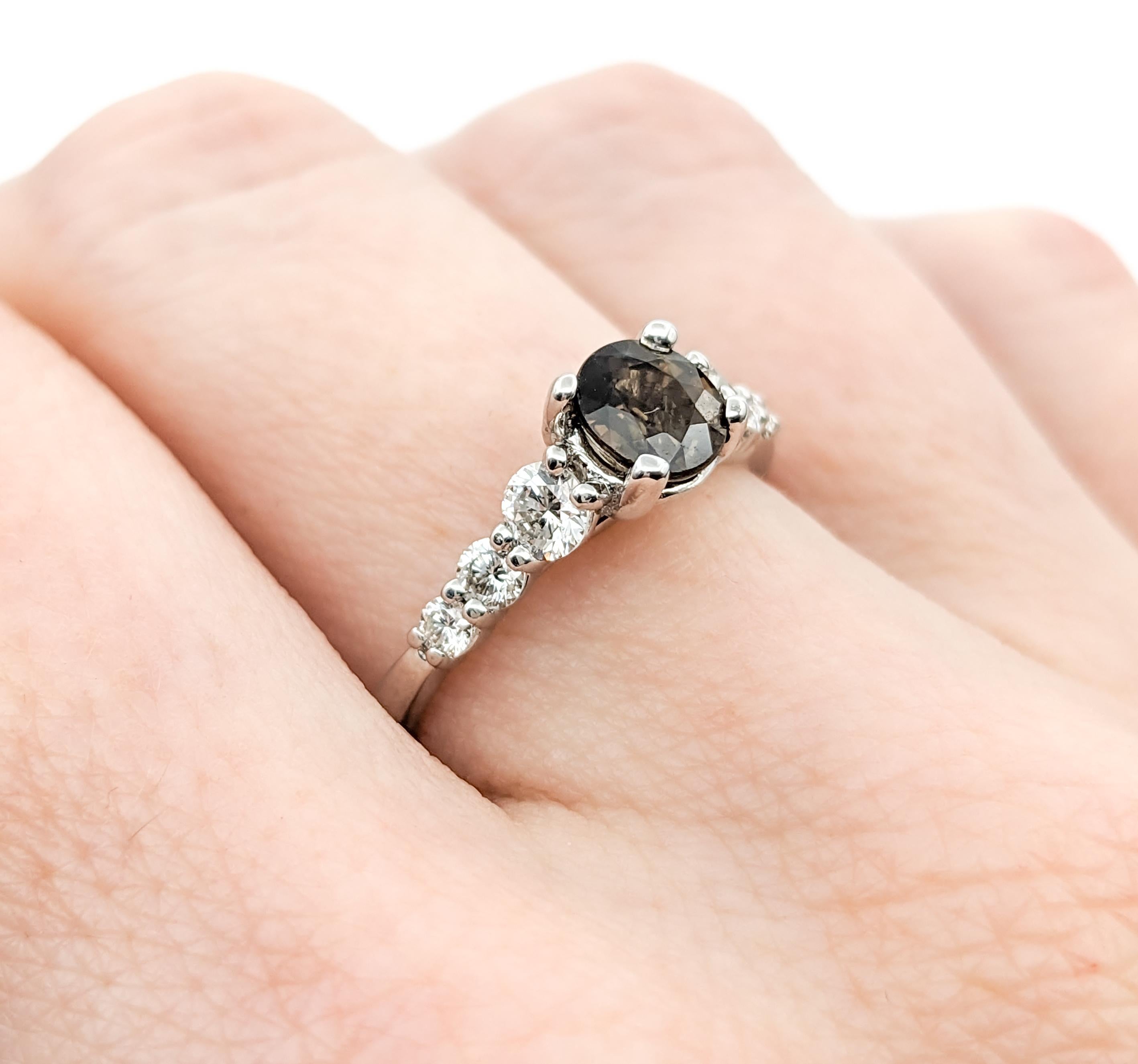 Women's GIA .65ct Alexandrite & Diamond Ring in White Gold For Sale