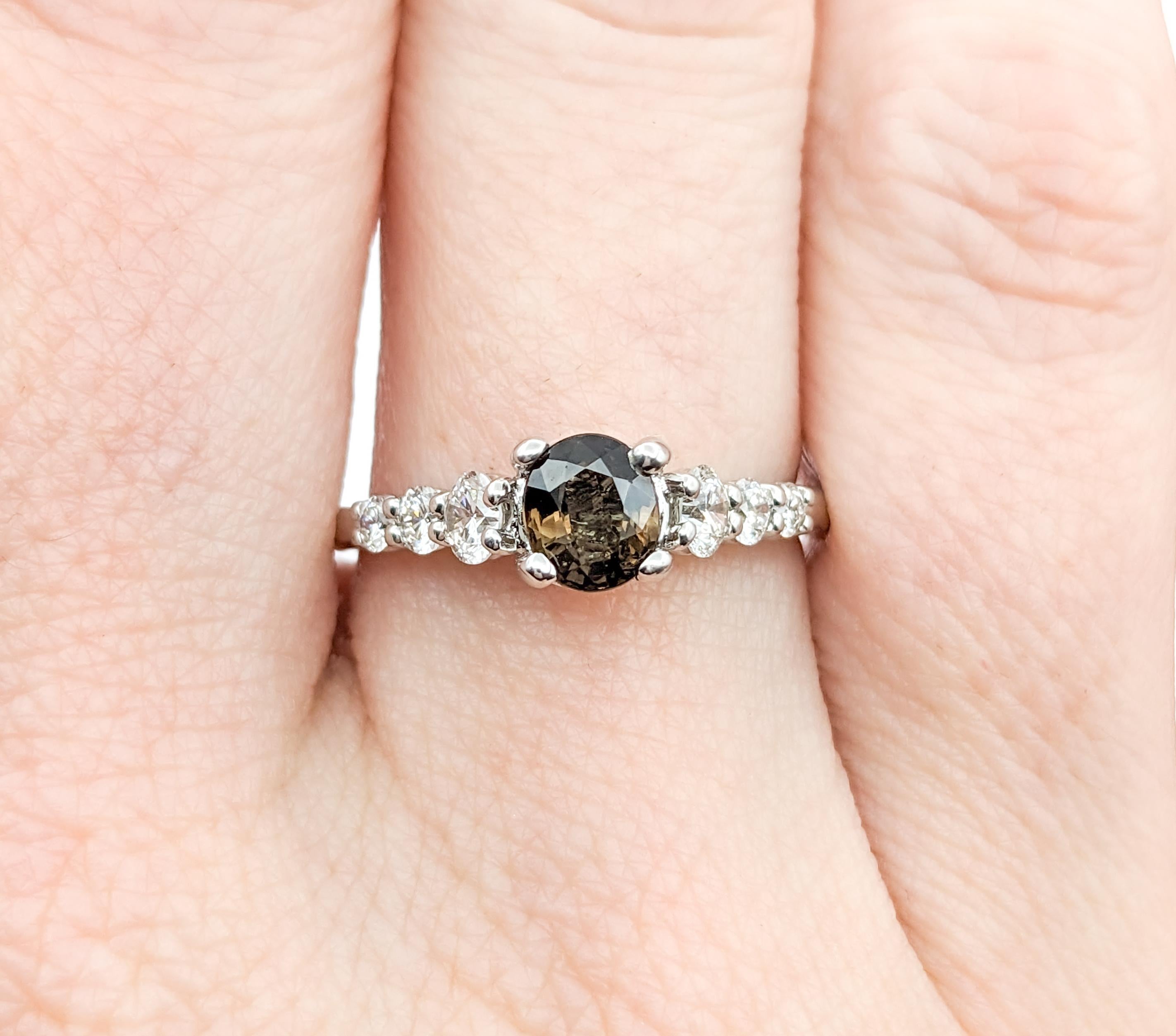 GIA .65ct Alexandrite & Diamond Ring in White Gold For Sale 1