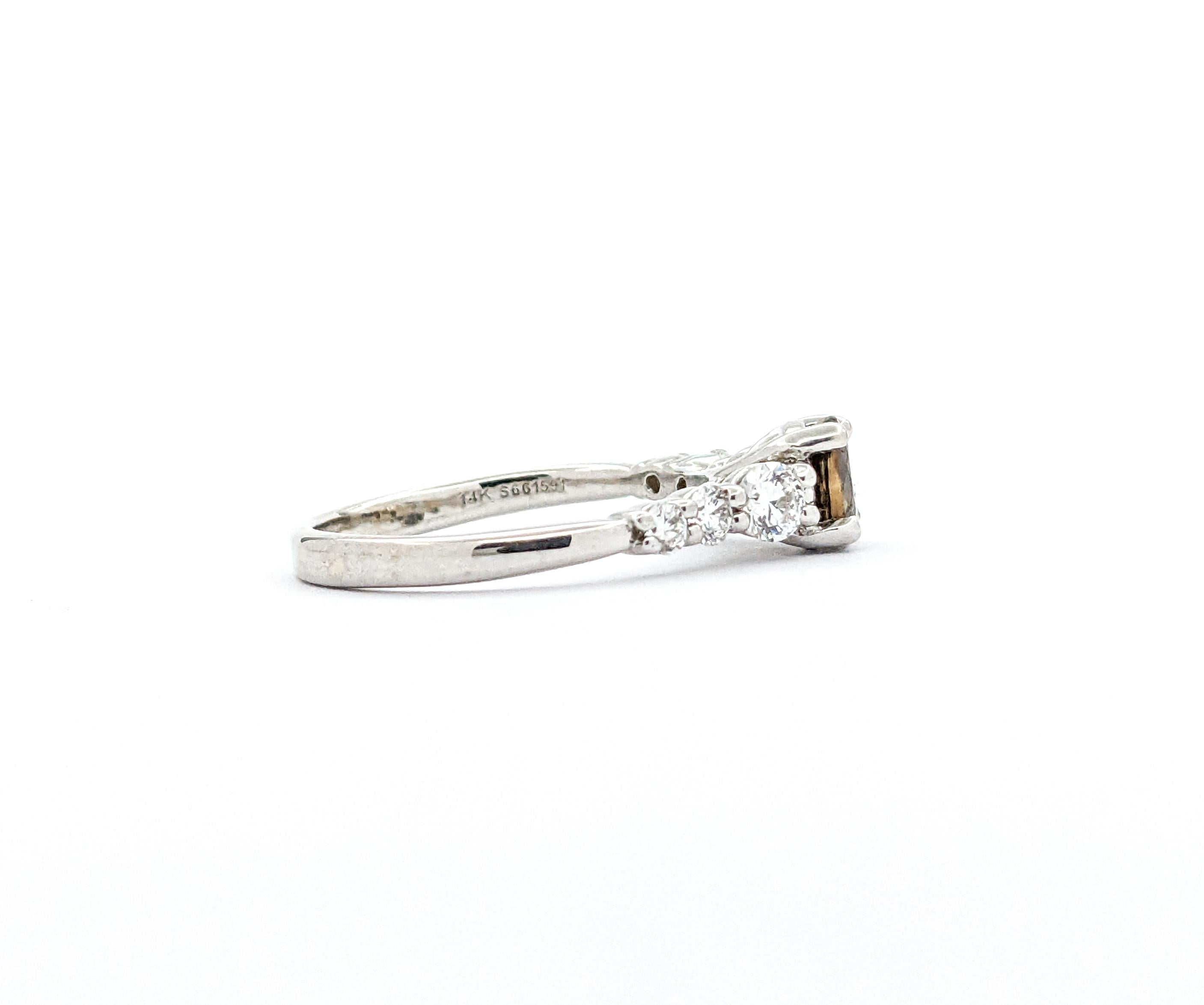 GIA .65ct Alexandrite & Diamond Ring in White Gold For Sale 3