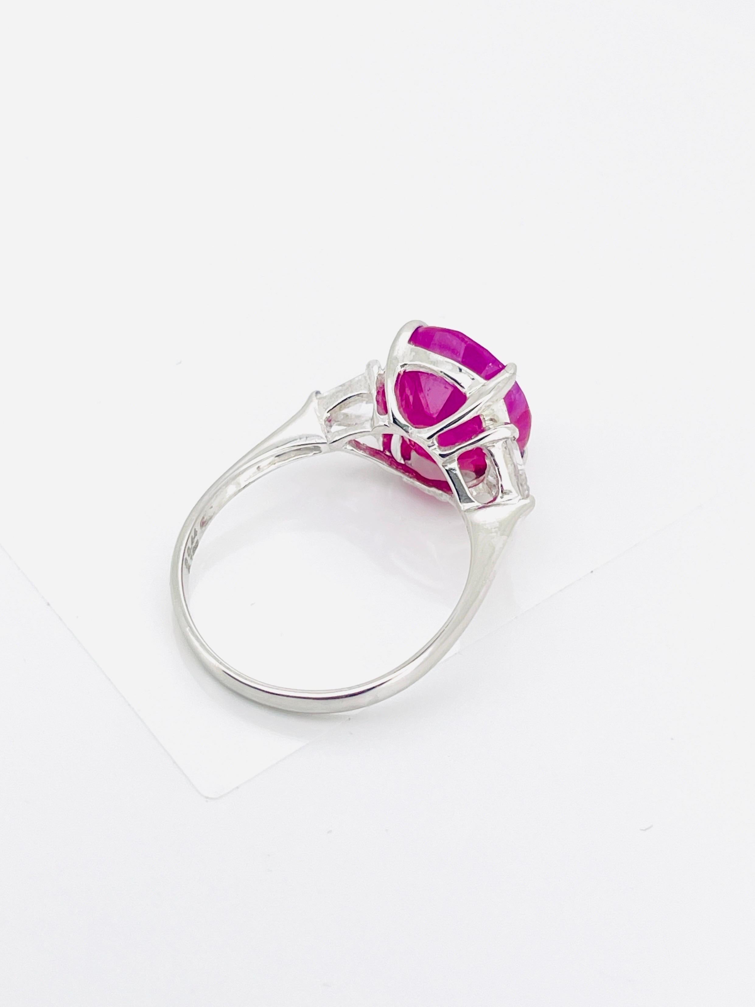 GIA 6.65 Ct Natural Burma Ruby Ring 5.16 Gram  Platinum Gold For Sale 7