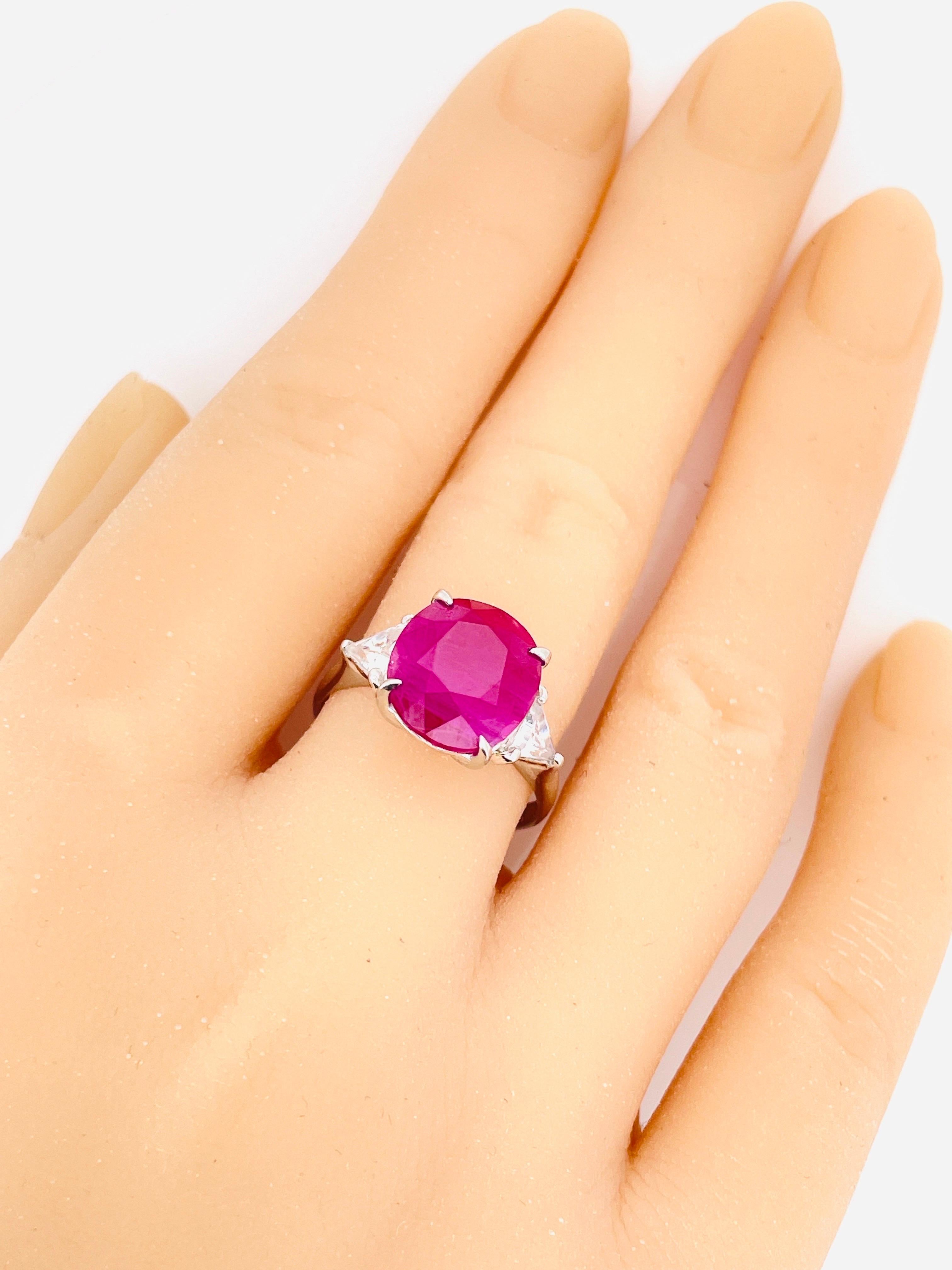 GIA 6.65 Ct Natural Burma Ruby Ring 5.16 Gram  Platinum Gold For Sale 8