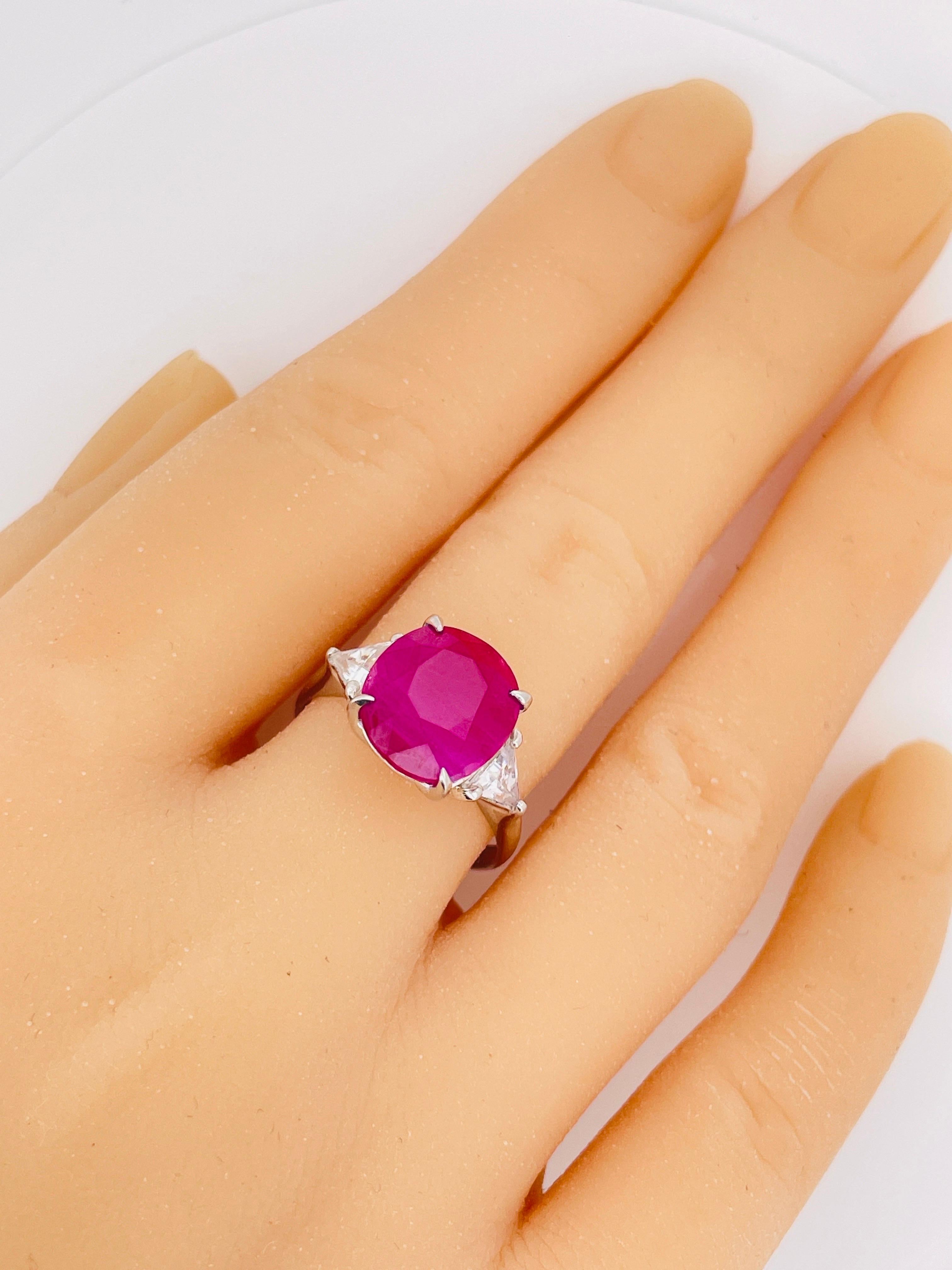 GIA 6.65 Ct Natural Burma Ruby Ring 5.16 Gram  Platinum Gold For Sale 1