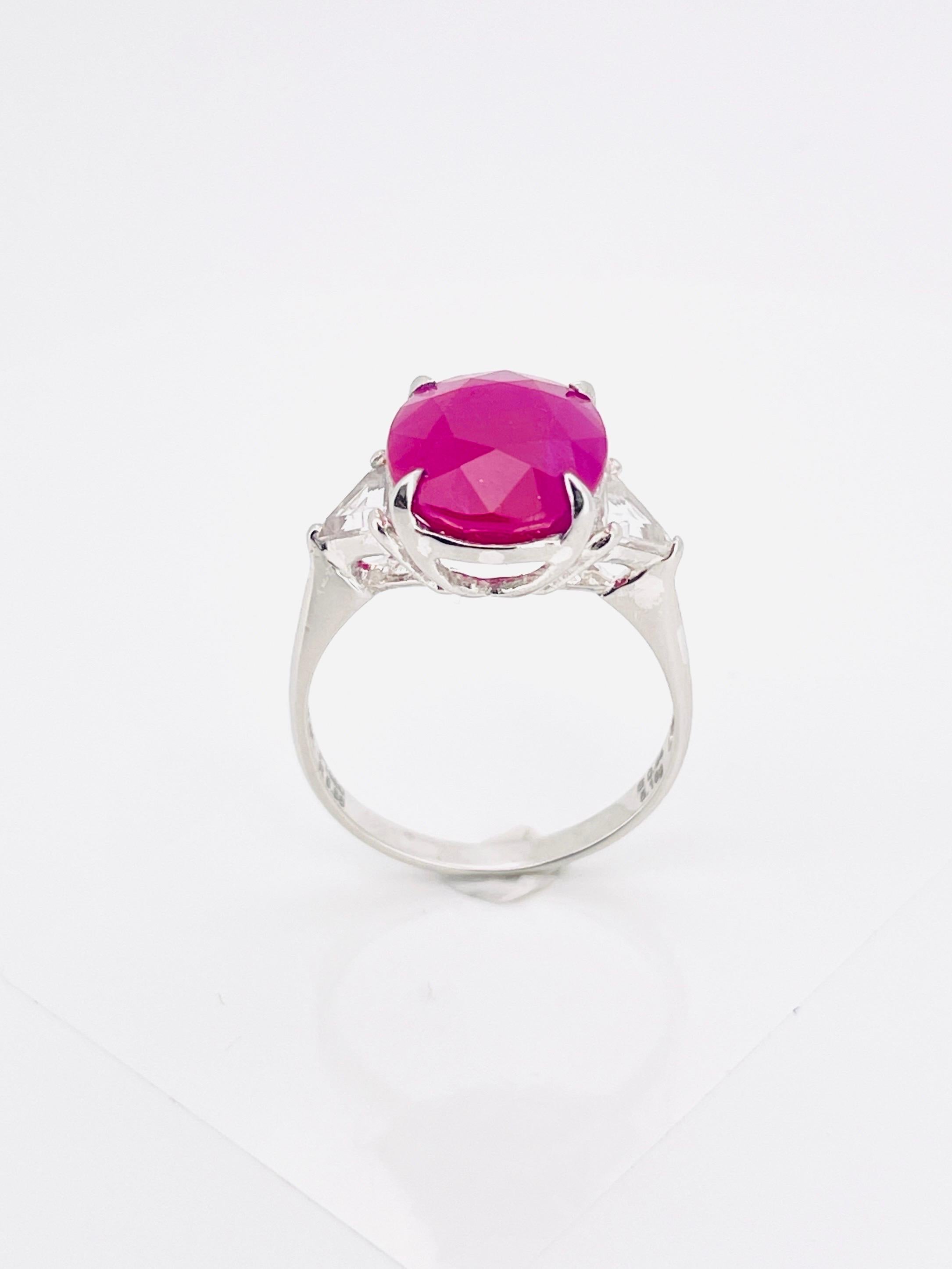 GIA 6.65 Ct Natural Burma Ruby Ring 5.16 Gram  Platinum Gold For Sale 2