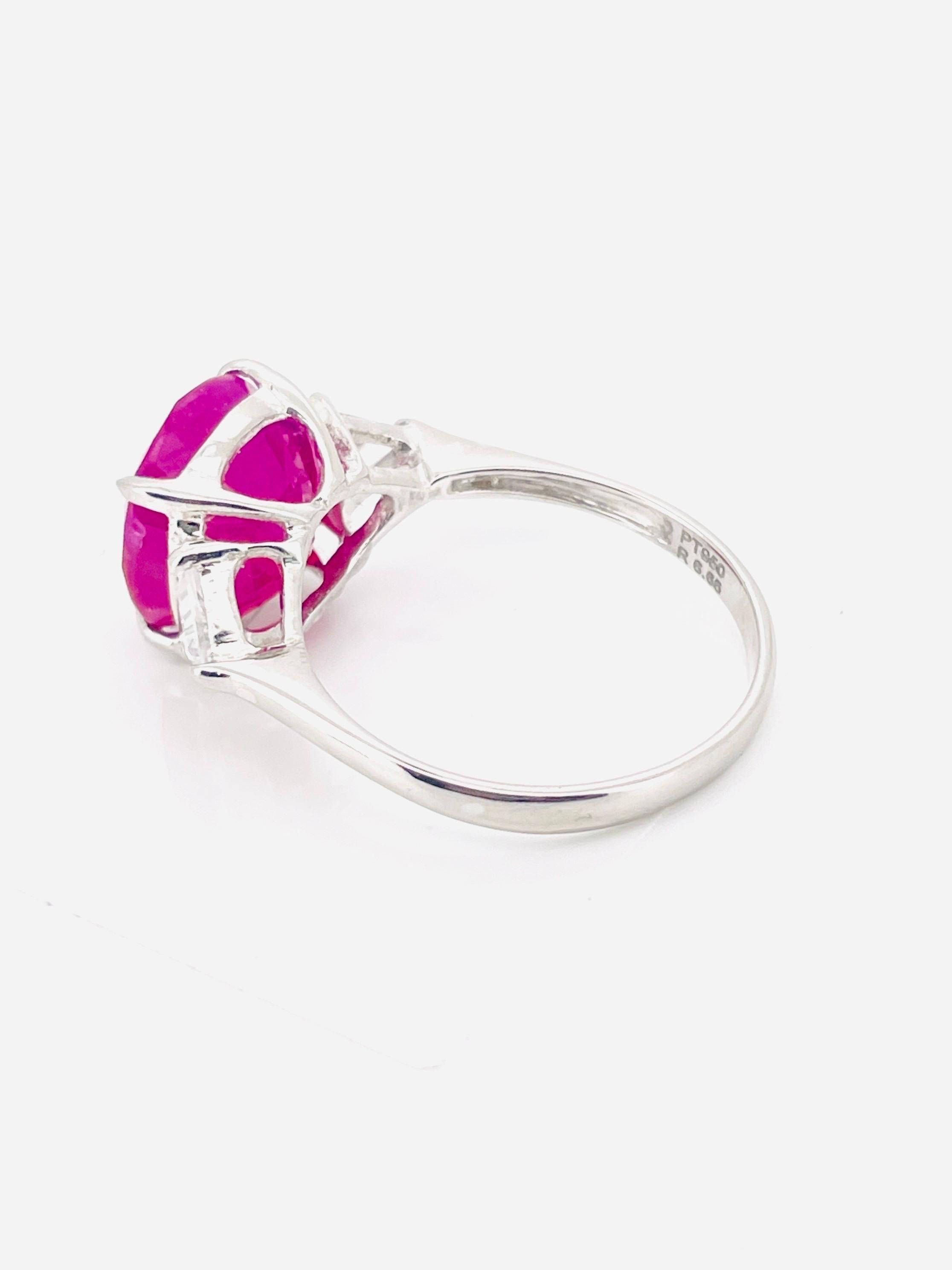GIA 6.65 Ct Natural Burma Ruby Ring 5.16 Gram  Platinum Gold For Sale 4