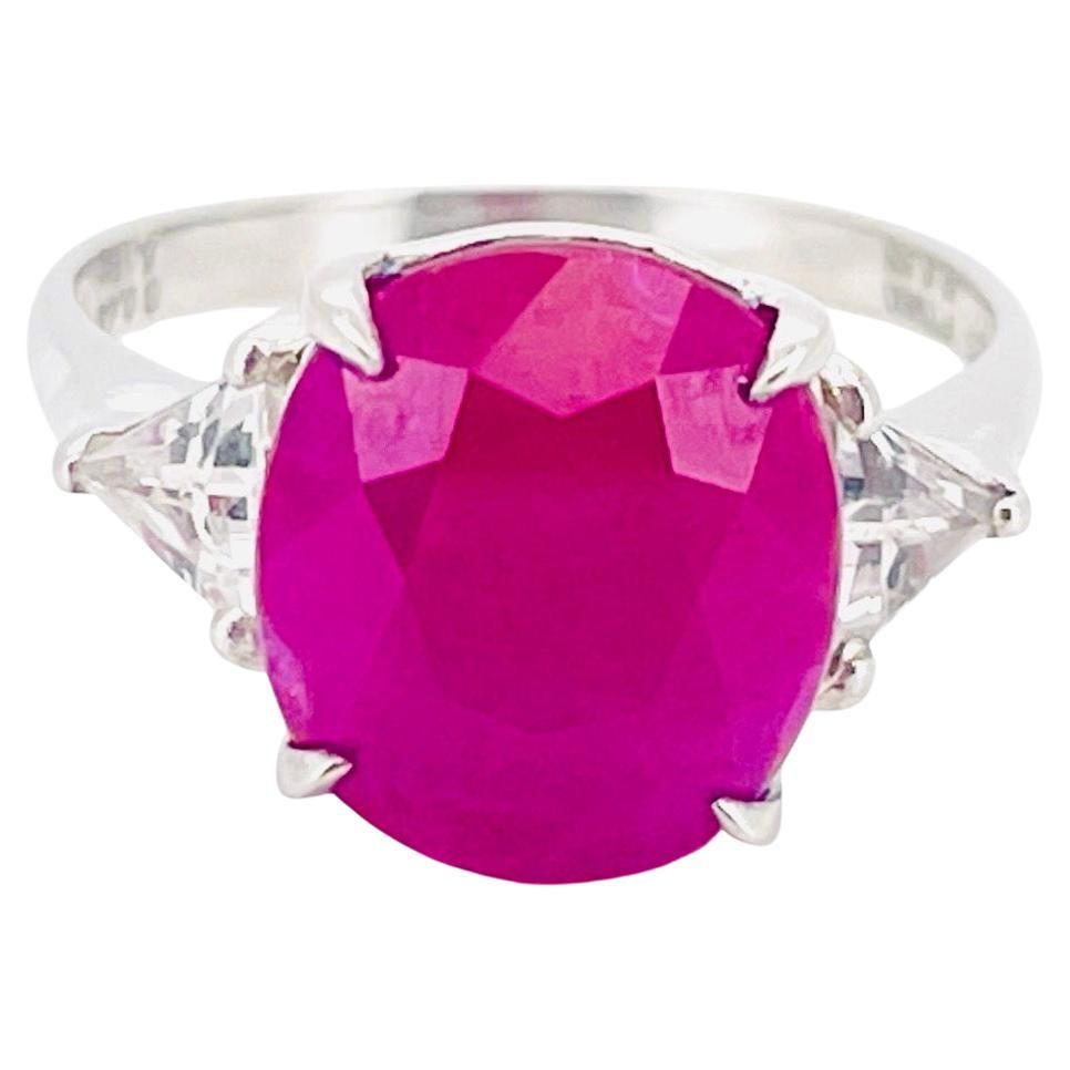 GIA 6.65 Ct Natural Burma Ruby Ring 5.16 Gram  Platinum Gold For Sale