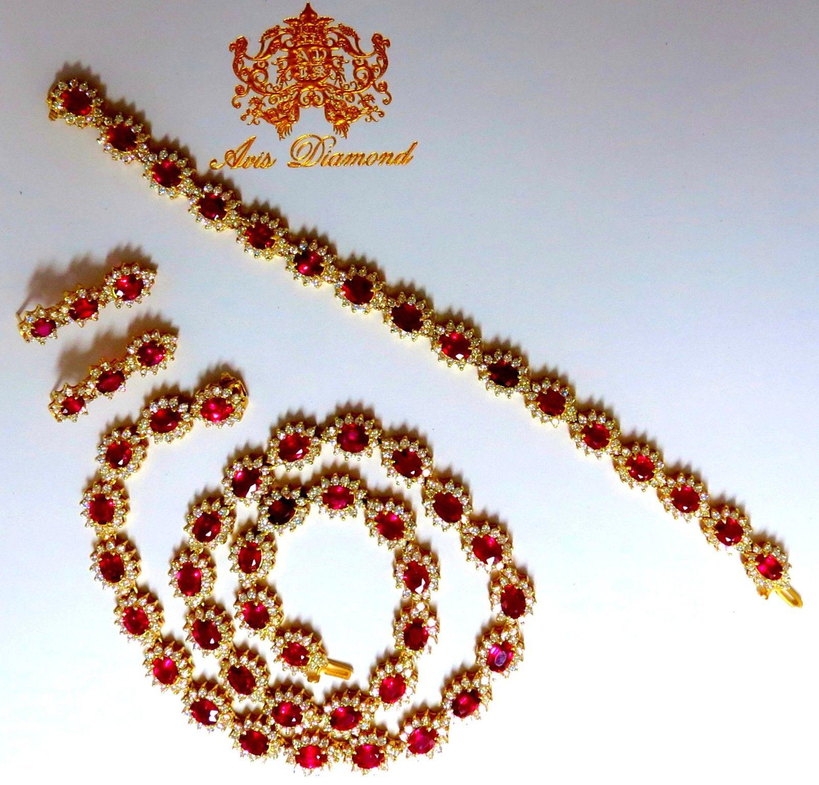 GIA 67.20 Carat No Heat Ruby Diamond Necklace Bracelet Earrings Unheated For Sale 5