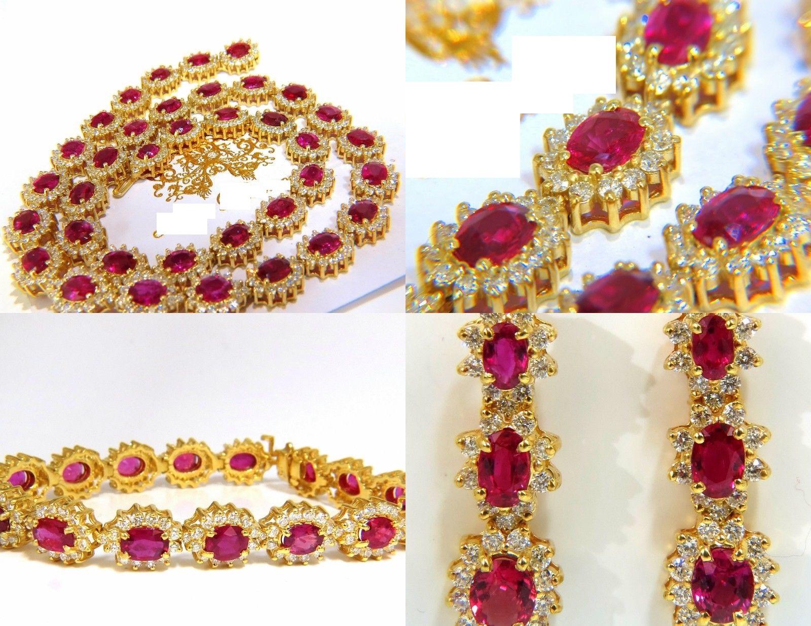 GIA 67.20 Carat No Heat Ruby Diamond Necklace Bracelet Earrings Unheated In New Condition For Sale In New York, NY