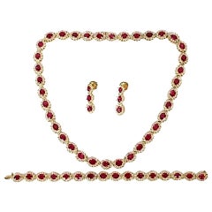 GIA 67.20 Carat No Heat Ruby Diamond Necklace Bracelet Earrings Unheated*
