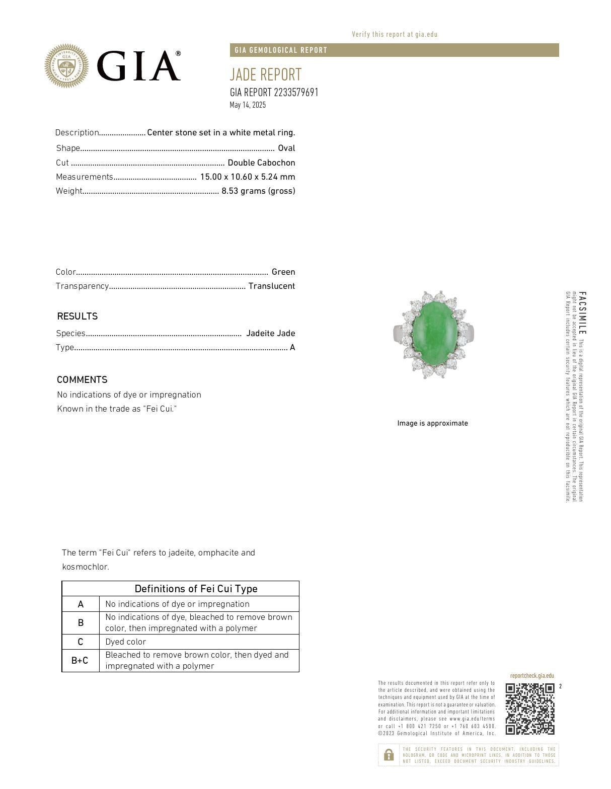 Women's GIA 6.75 carat jade diamond 14k white gold cluster ring For Sale