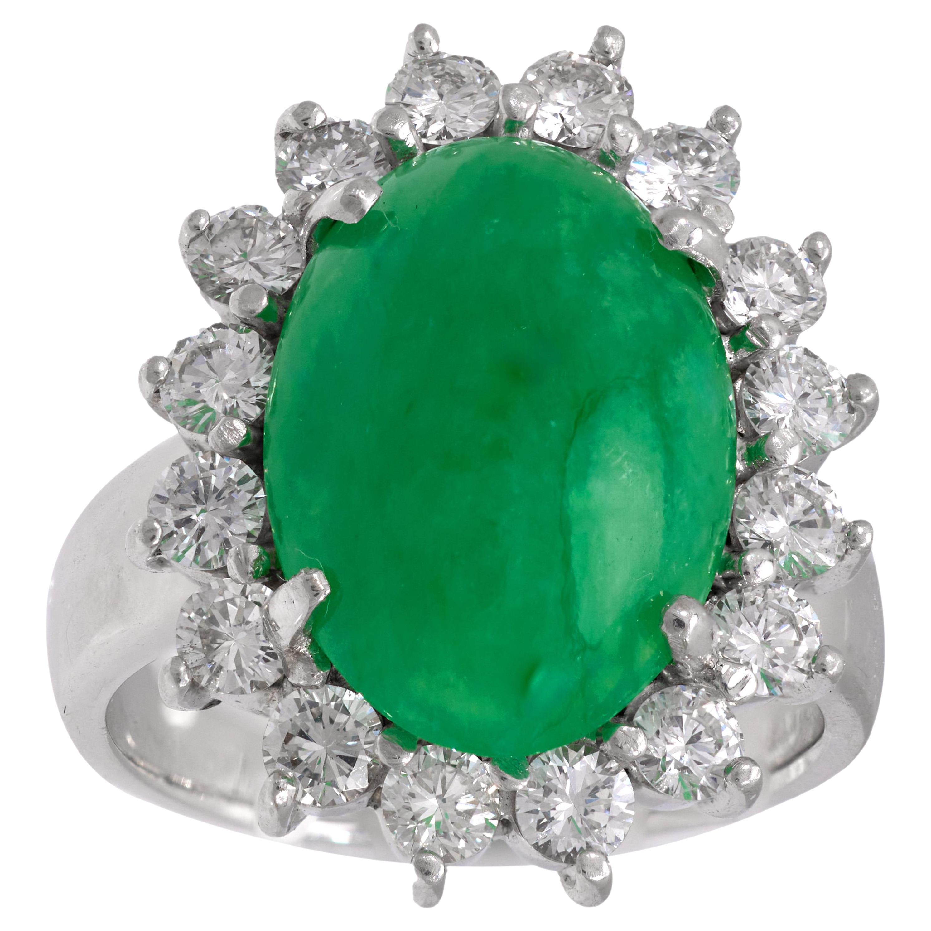 GIA 6.75 carat jade diamond 14k white gold cluster ring