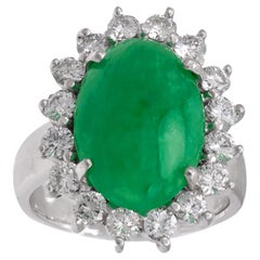 GIA 6.75 carat jade diamond 14k white gold cluster ring