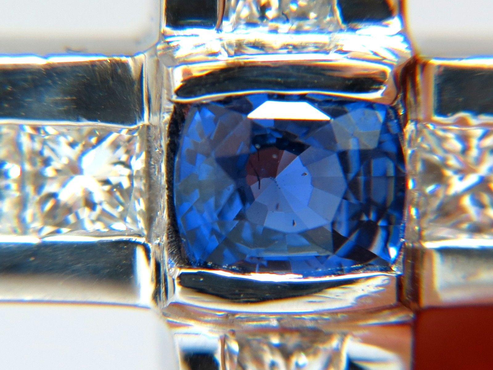 GIA 6.77 Carat No Heat Sapphire Diamonds Heavy Platinum Men's Cross Pendant In New Condition In New York, NY