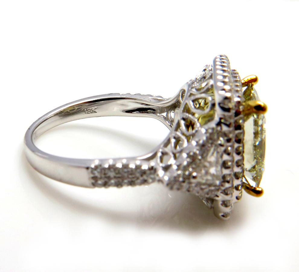 GIA 6.81 Carat Fancy Green Yellow Princess Cut Diamond Engagement Wedding Ring 2