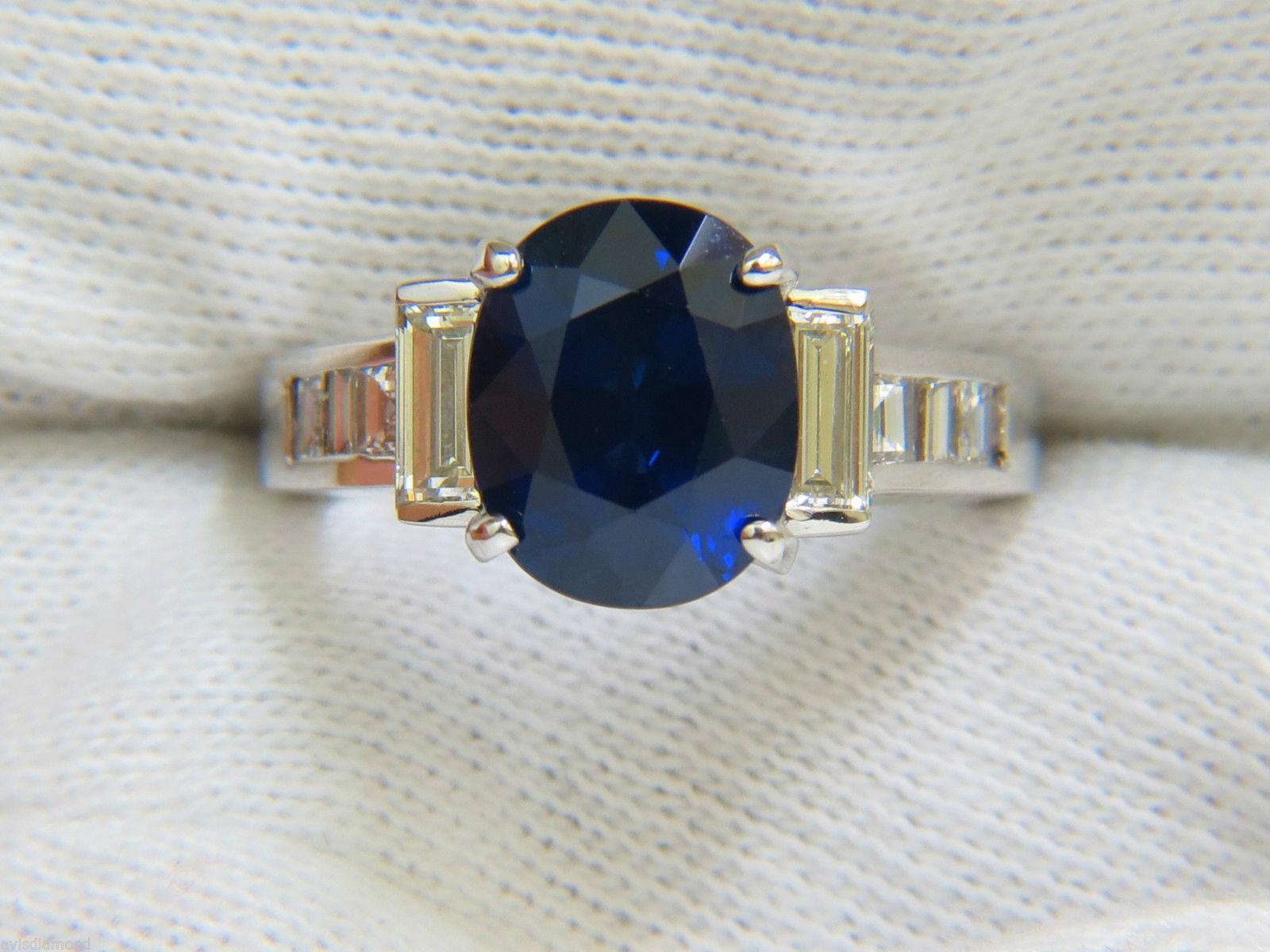 Oval Cut GIA 6.83 Carat Natural Gem Royal Blue Sapphire Diamond Ring 14 Karat VS