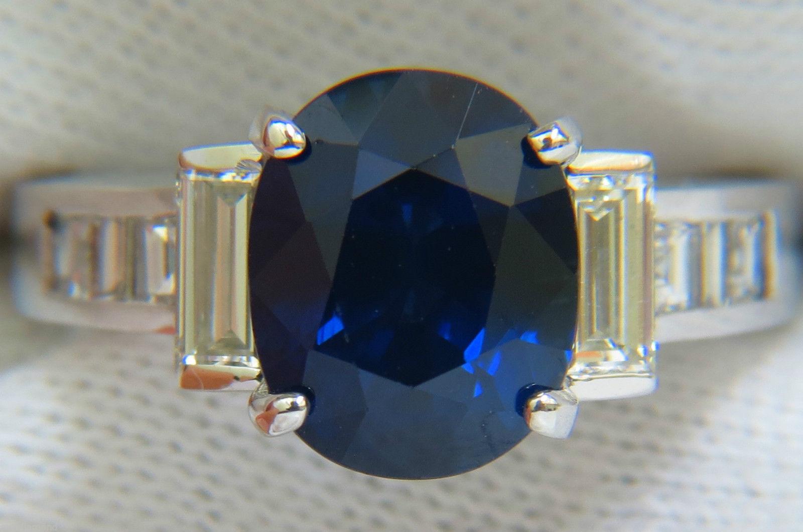 Women's or Men's GIA 6.83 Carat Natural Gem Royal Blue Sapphire Diamond Ring 14 Karat VS
