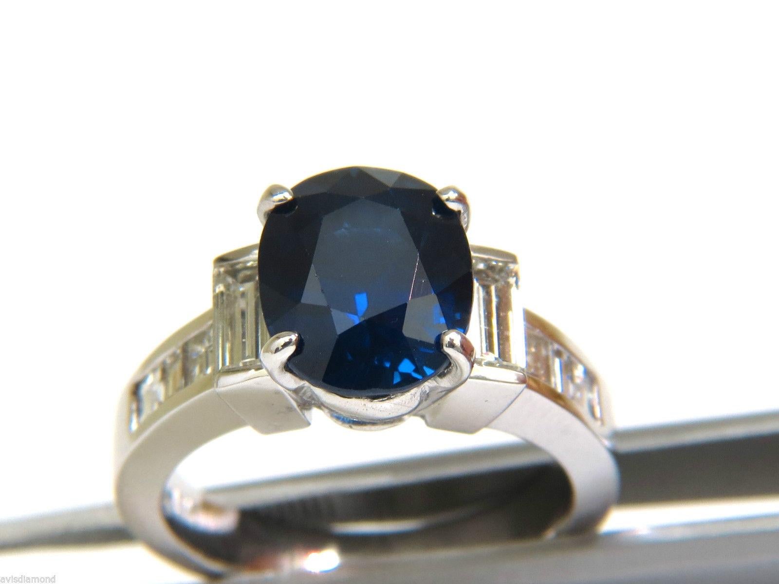 GIA 6.83 Carat Natural Gem Royal Blue Sapphire Diamond Ring 14 Karat VS 1