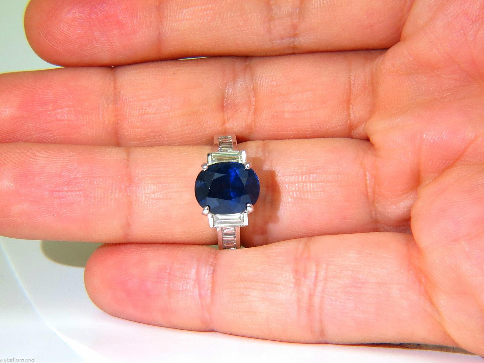 GIA 6.83 Carat Natural Gem Royal Blue Sapphire Diamond Ring 14 Karat VS 4