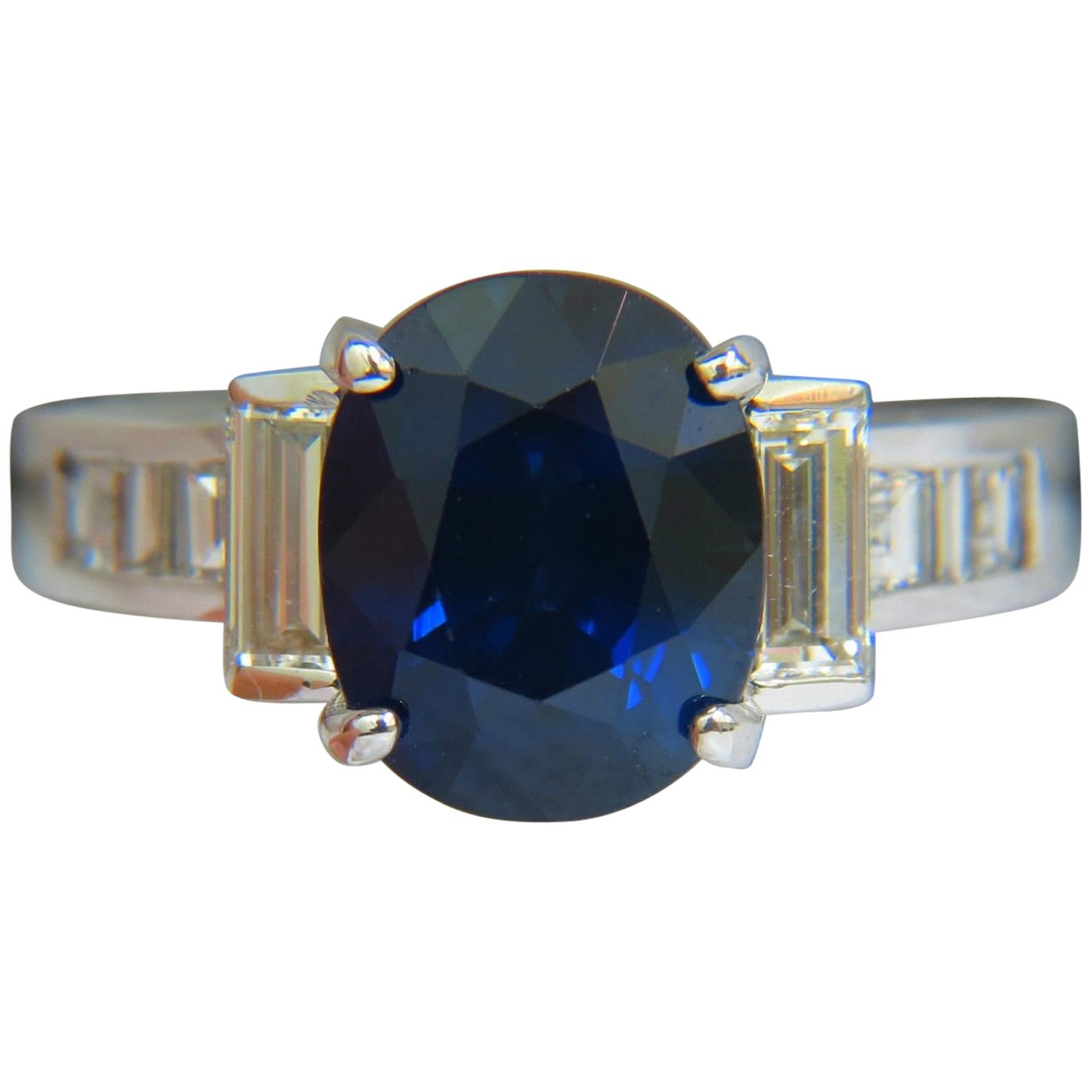 GIA 6.83 Carat Natural Gem Royal Blue Sapphire Diamond Ring 14 Karat VS