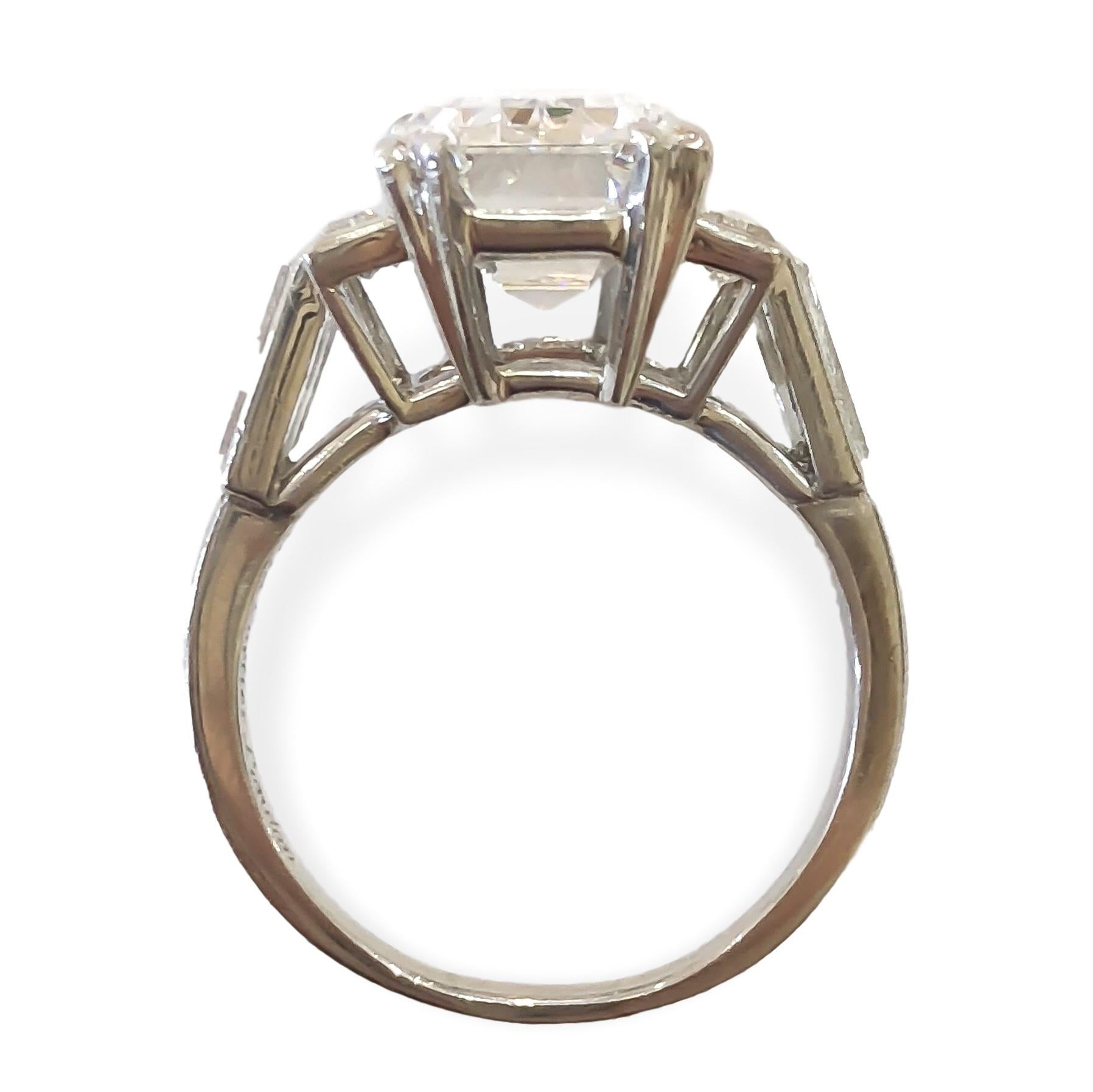 GIA 6.87 Type IIa Emerald Cut Diamond Cartier Platinum Ring For Sale 1