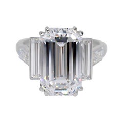 GIA 6.87 Type IIa Emerald Cut Diamond Cartier Platinum Ring