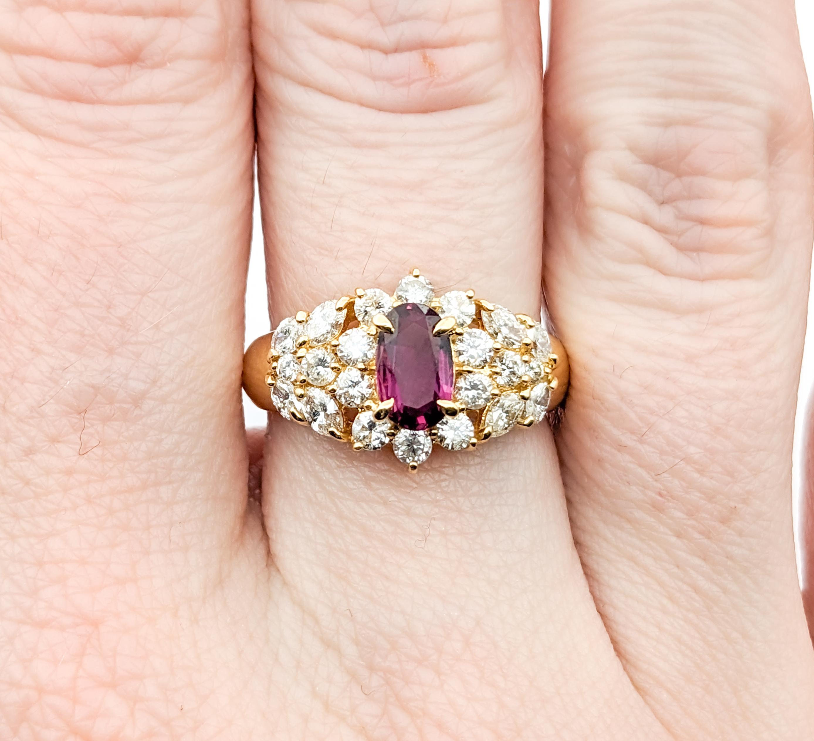 GIA .68ct Ruby & Diamond Ring In Yellow Gold In Excellent Condition For Sale In Bloomington, MN