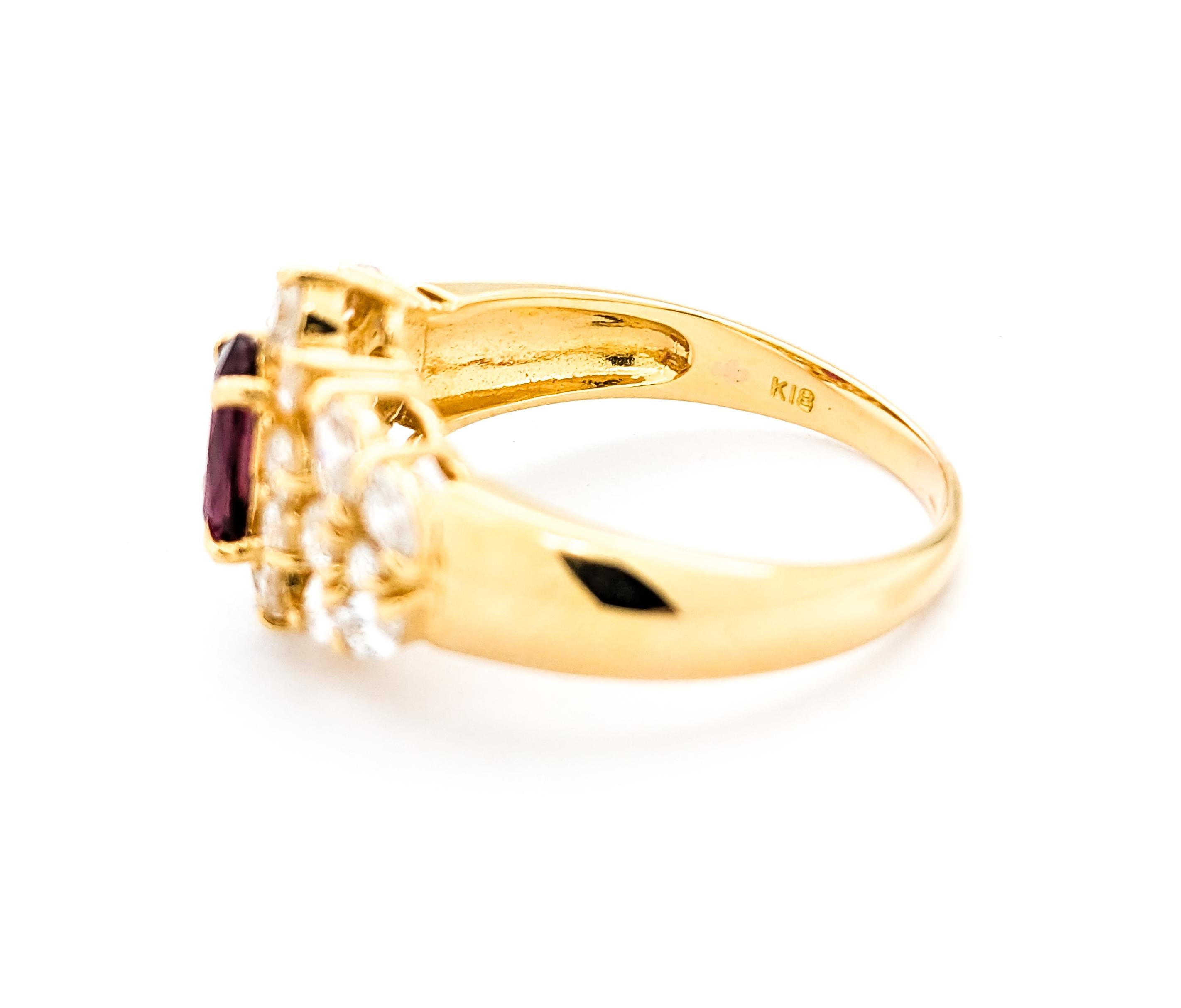 GIA .68ct Ruby & Diamond Ring In Yellow Gold For Sale 3