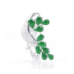 GIA 6 Carat About Burma Jadeite Jade Type A 18k White Gold Brooch