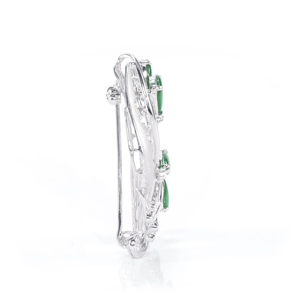 GIA 6 Carat About Burma Jadeite Jade Type A 18k White Gold Brooch In Fair Condition For Sale In LA, CA