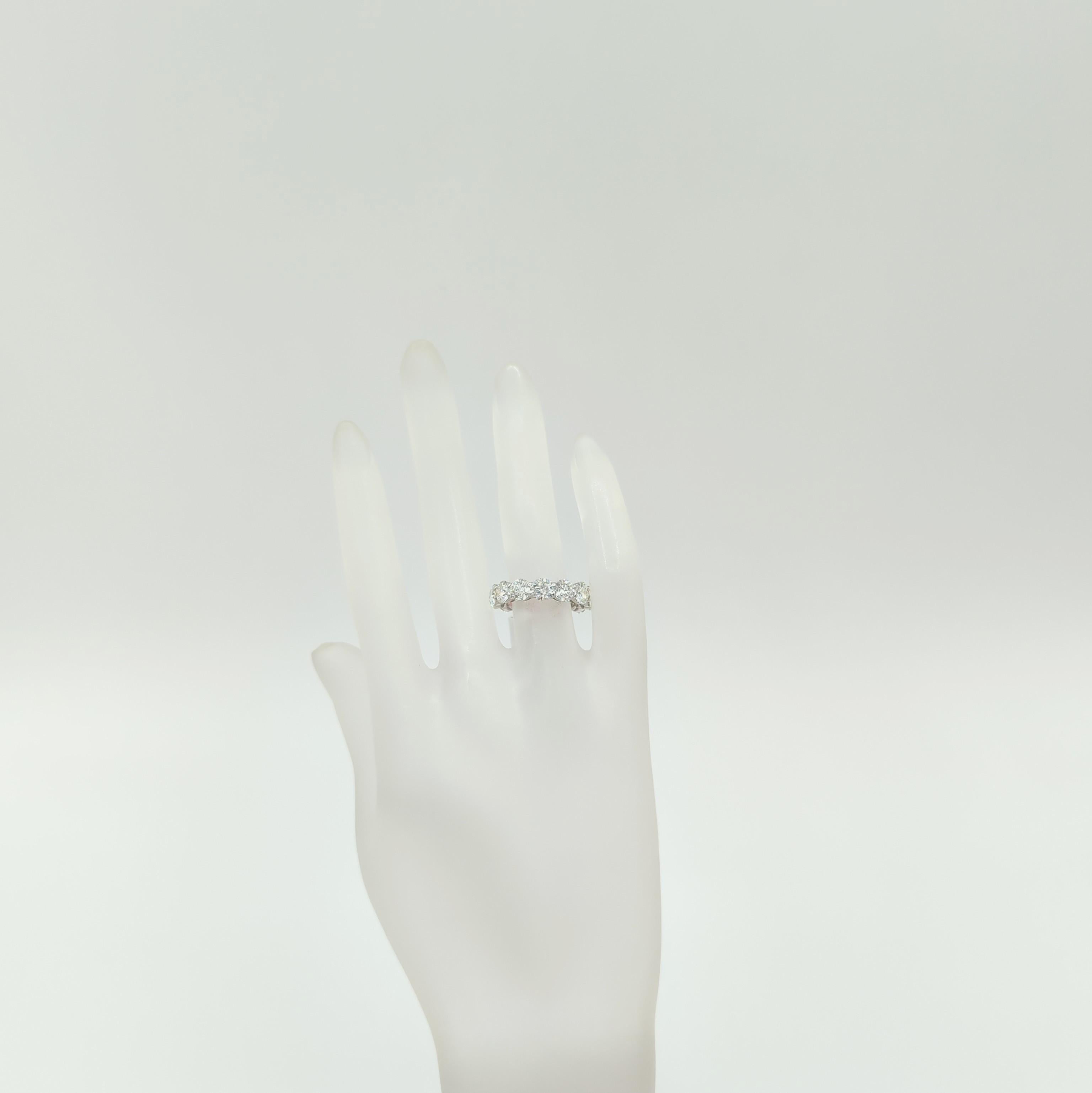 Round Cut GIA 7 Carat White Diamond Round Eternity Band Ring in 18K White Gold For Sale