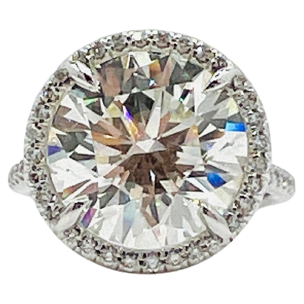 GIA 7 Carat White Diamond Round Solitaire Ring in 18K White Gold For Sale