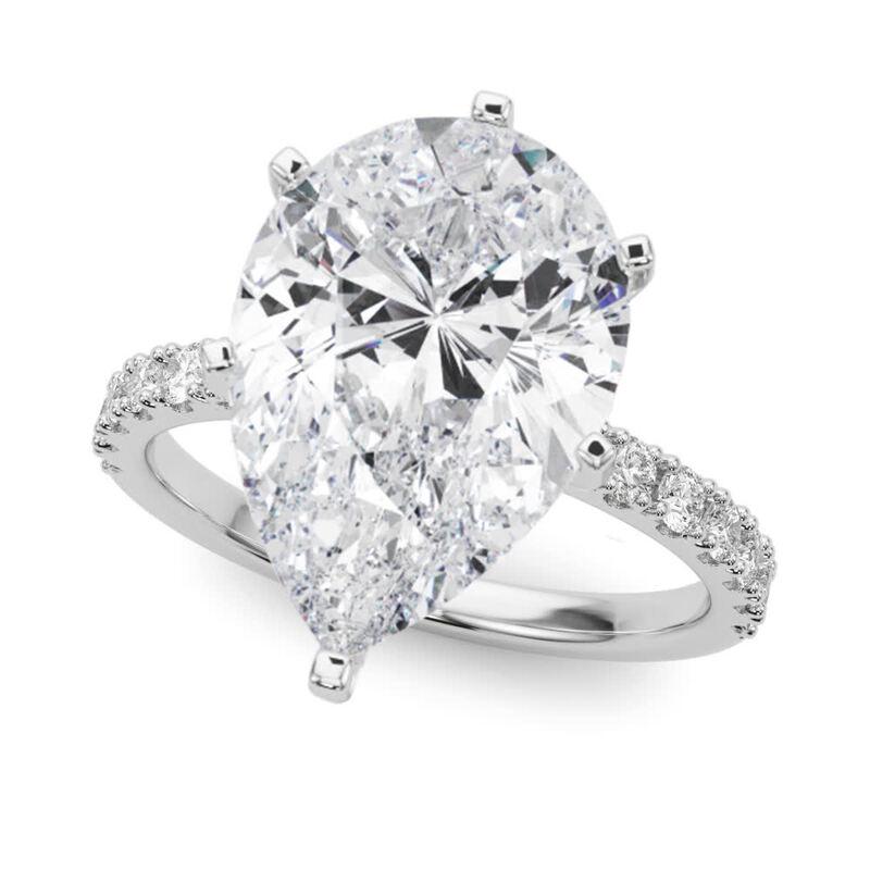 Pear Cut GIA 7.01ct Pear Solitaire with Half Eternity 18K White Gold Diamond Ring For Sale