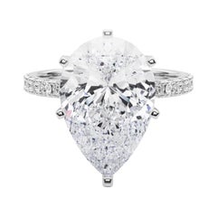 GIA 7.01ct Pear Solitaire with Half Eternity 18K White Gold Diamond Ring