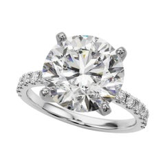 GIA 7,02ct Solitario rotondo con mezza eternità Anello con diamanti in oro bianco 18 carati