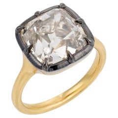 GIA 7.03 carat old mine cut diamond colette 18k gold engagement ring