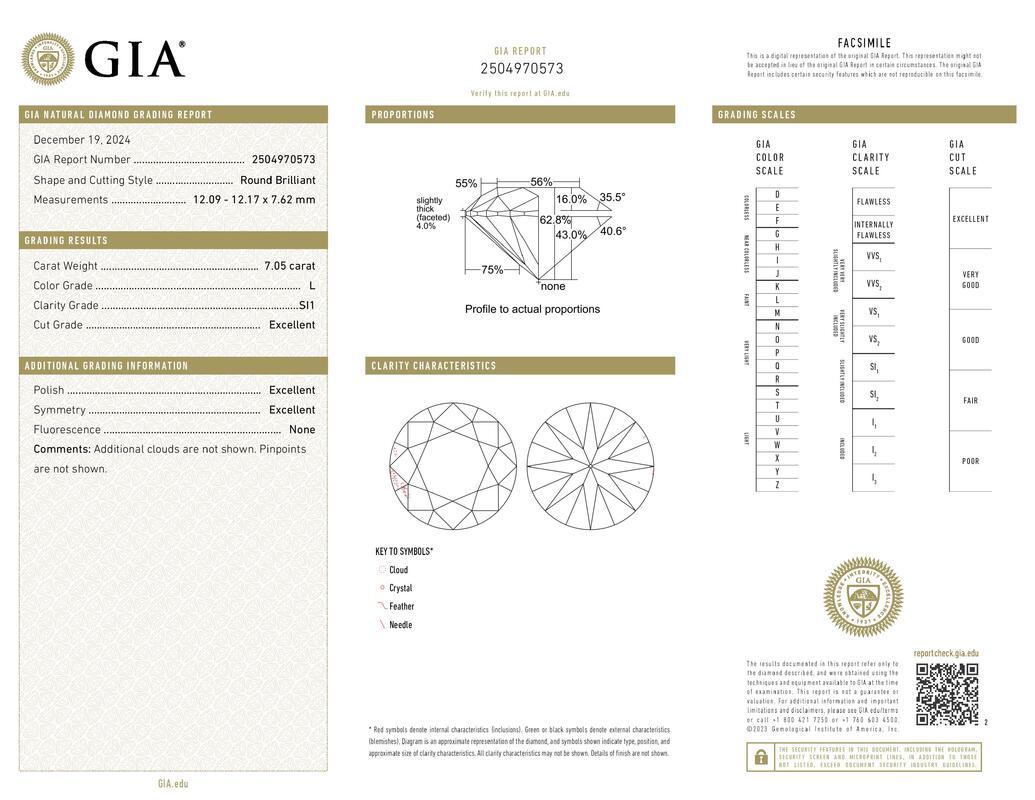 GIA 7,05ct Runde Drei-Stein konisch Baguette 18K Weißgold Diamantring (Zeitgenössisch) im Angebot