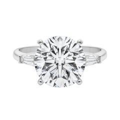 GIA 7,05ct Runde Drei-Stein konisch Baguette 18K Weißgold Diamantring