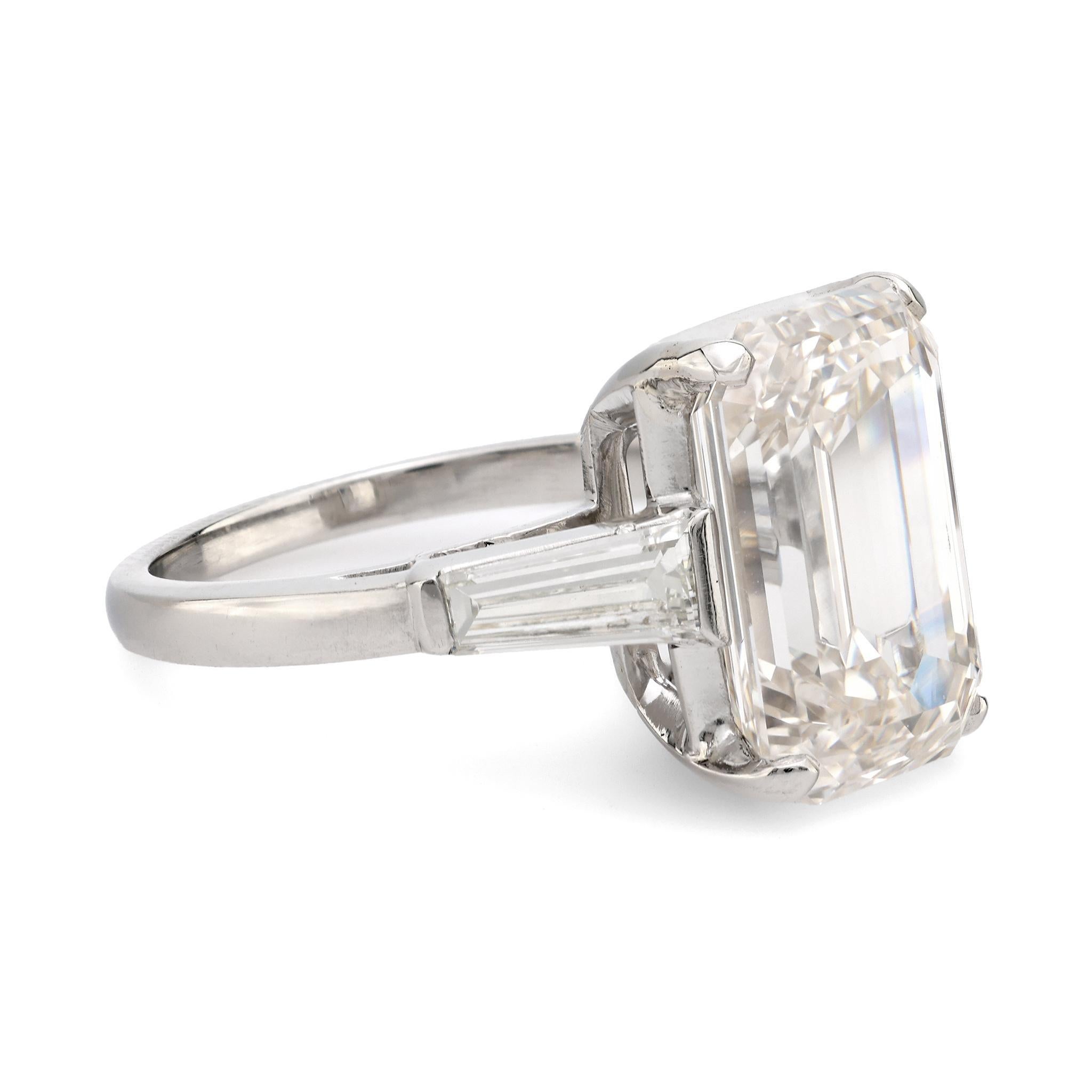 Modern GIA 7.08 carat flawless emerald cut diamond platinum engagement ring