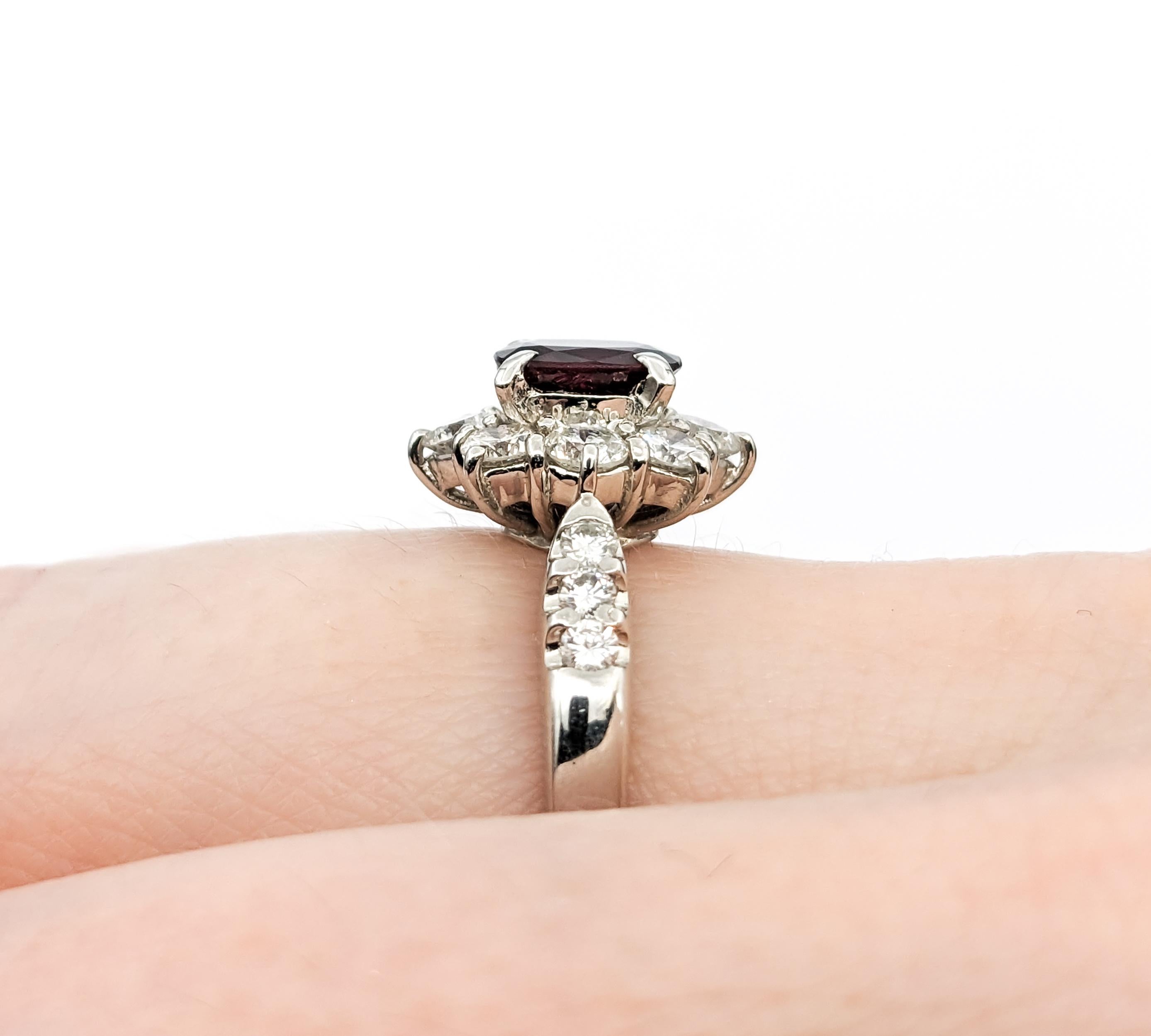 Contemporary GIA .70ct Ruby & .82ctw Diamond Ring In Platinum For Sale